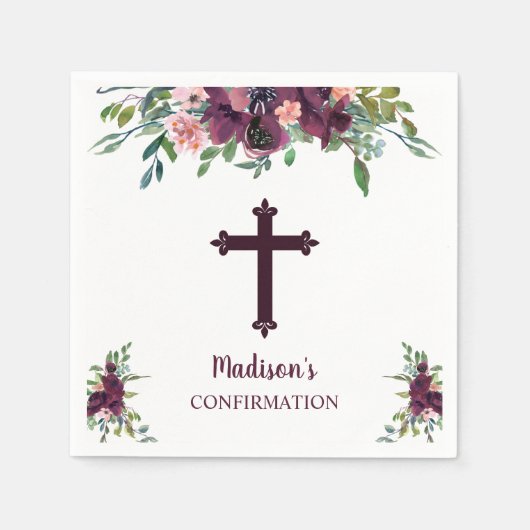 ブルゴーニュ十字フローラ水色確認 スタンダードカクテルナプキン (正面)