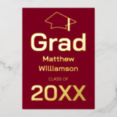 ブルゴーニュ卒業パーティーフォイル招待状 箔招待状 (正面)