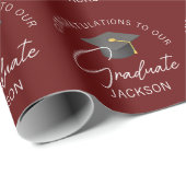 ブルゴーニュ卒業生パーソナライズされた成 ラッピングペーパー (ロールコーナー)