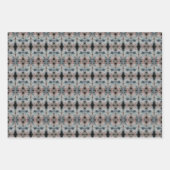 ブルゴーニュ及びダークティール（緑がかった色）パターン（の模様が）あるシート紙 ラッピングペーパーシート (正面3)