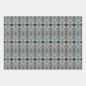 ブルゴーニュ及びダークティール（緑がかった色）パターン（の模様が）あるシート紙 ラッピングペーパーシート (正面2)