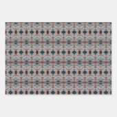 ブルゴーニュ及びダークティール（緑がかった色）パターン（の模様が）あるシート紙 ラッピングペーパーシート (正面)