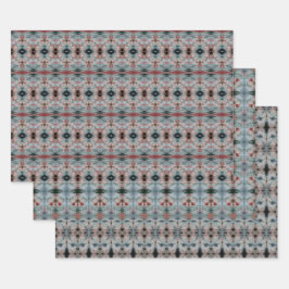 ブルゴーニュ及びダークティール（緑がかった色）パターン（の模様が）あるシート紙 ラッピングペーパーシート