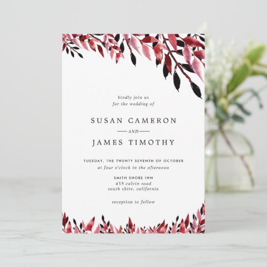 ブルゴーニュ及びバラ赤面秋の結婚式 招待状 (スタンド正面)