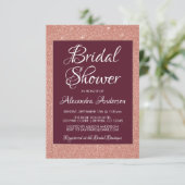 ブルゴーニュ及びバラ金ゴールドグリッターブライダルシャワー 招待状 (スタンド正面)