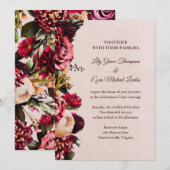 ブルゴーニュ及び赤面バラフローラ結婚式招待状 招待状 (正面/裏面)