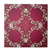 ブルゴーニュ及び金ゴールドエレガントクラシックヴィンテージ王室の タイル (正面)
