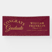 ブルゴーニュ及び金ゴールドグリッター卒業 横断幕 (横)