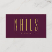 ブルゴーニュ及び金ゴールドネイルアーティストシンプル名刺 名刺 (正面)