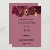 ブルゴーニュ及び金ゴールドフローラ婚約パーティ 招待状 (正面/裏面)