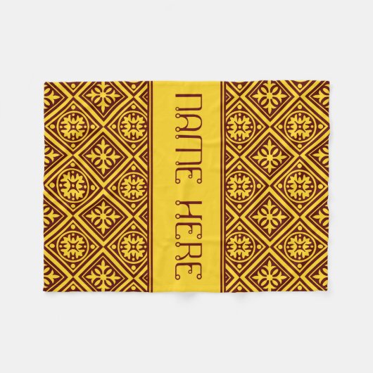 ブルゴーニュ及び金ゴールドモダン名前をカスタムする毛布 フリースブランケット (正面(横))