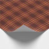 ブルゴーニュ及び金ゴールド秋格子包み紙 ラッピングペーパー (角)