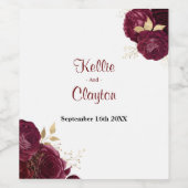 ブルゴーニュ及び金ゴールド結婚フローラワインラベル ワインラベル (シングルラベル)