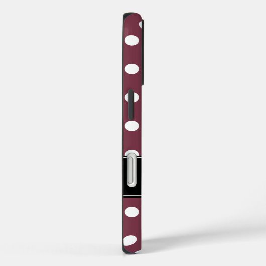 ブルゴーニュ名門私立校風のーとホワイト水玉模様パーソナライズされた Case-Mate iPhoneケース (裏面 / 右)