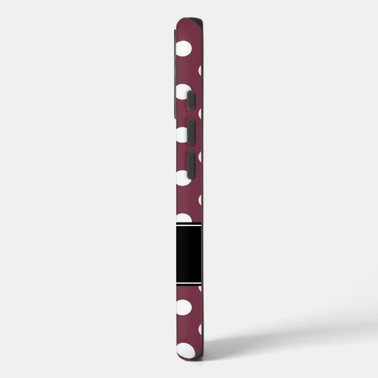 ブルゴーニュ名門私立校風のーとホワイト水玉模様パーソナライズされた Case-Mate iPhoneケース (裏面 / 左)