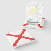 ブルゴーニュ国旗のクロス ストーンコースター (横)