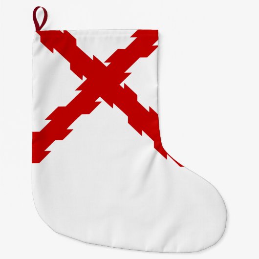 ブルゴーニュ国旗のクロス ラージクリスマスストッキング (正面)