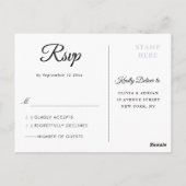 ブルゴーニュ埃っぽいブルーフローラ結婚式RSVP ポストカード (裏面)