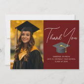 ブルゴーニュ大学院パーソナライズされた写真卒業 サンキューカード (正面)