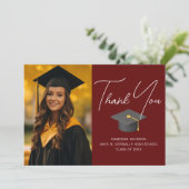 ブルゴーニュ大学院パーソナライズされた写真卒業 サンキューカード (スタンド正面)