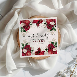 ブルゴーニュ夫人&ホワイトフローラエレガントな結婚式 スタンダードカクテルナプキン