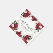 ブルゴーニュ夫人&ホワイトフローラエレガントな結婚式 スタンダードカクテルナプキン (角)