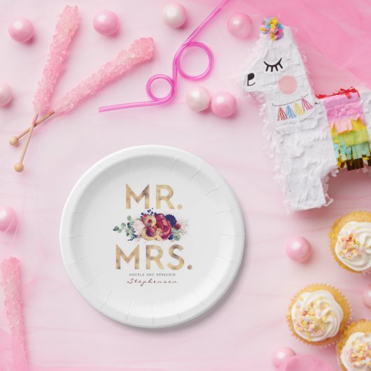 ブルゴーニュ夫妻と海軍フローラタイポグラフィ ペーパープレート (パーティー)