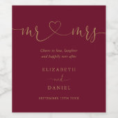 ブルゴーニュ夫妻と金ゴールド台本結婚夫妻 ワインラベル (シングルラベル)