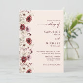 ブルゴーニュ山花写真QRコード結婚ズ 招待状 (スタンド正面)