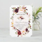 ブルゴーニュ幾何学フローラブライダルシャワーティーパーティー 招待状 (スタンド正面)