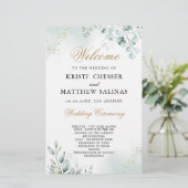 ブルゴーニュ幾何学的金ゴールドフレーム結婚式 プログラムカード (スタンド正面)