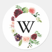 ブルゴーニュ幾何学結婚モノグラム封筒用シール ラウンドシール (正面)