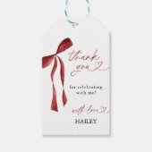 ブルゴーニュ弓ブライダルシャワーサンキューメッセージカード ギフトタグ (正面)