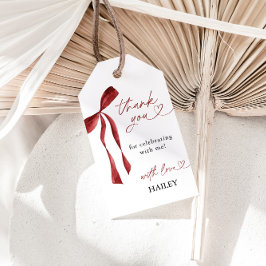 ブルゴーニュ弓ブライダルシャワーサンキューメッセージカード ギフトタグ