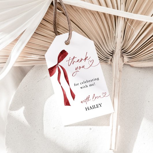 ブルゴーニュ弓ブライダルシャワーサンキューメッセージカード ギフトタグ