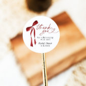 ブルゴーニュ弓ブライダルシャワーサンキューメッセージカード ラウンドシール