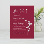 ブルゴーニュ彼女はそれを卒業写真招待状 招待状 (スタンド正面)