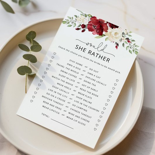 ブルゴーニュ彼女はむしろブライダルシャワーゲーム