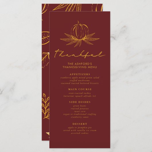 ブルゴーニュ感謝カボチャ離れンと感謝祭り メニュー (正面/裏面)