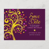 ブルゴーニュ救ーバルミツワー日付金ゴールドツリー インビテーションポストカード (正面)