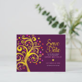 ブルゴーニュ救ーバルミツワー日付金ゴールドツリー インビテーションポストカード (スタンド正面)