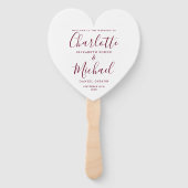 ブルゴーニュ文字結婚式 プログラムハート ハンドファン (正面)