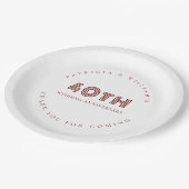 ブルゴーニュ文字結婚40周年感謝してい ペーパープレート (アングル)