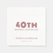 ブルゴーニュ文字結婚40周年 スタンダードカクテルナプキン (正面)