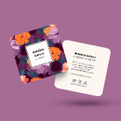 ブルゴーニュ春の花オレンジパープルソーシャルアイコン スクエア名刺