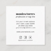 ブルゴーニュ春の花オレンジパープルソーシャルアイコン スクエア名刺 (裏面)