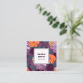 ブルゴーニュ春の花オレンジパープルソーシャルアイコン スクエア名刺 (スタンド正面)