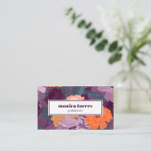 ブルゴーニュ春の花オレンジパープルソーシャルアイコン 名刺 (スタンド正面)