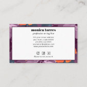 ブルゴーニュ春の花オレンジパープルソーシャルアイコン 名刺 (裏面)