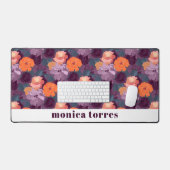 ブルゴーニュ春の花オレンジパープル デスクマット (キーボード&マウス)